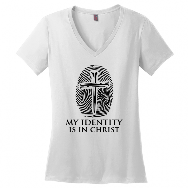 My Identity Is In Christ Women's Black Design V-Neck T-Shirt