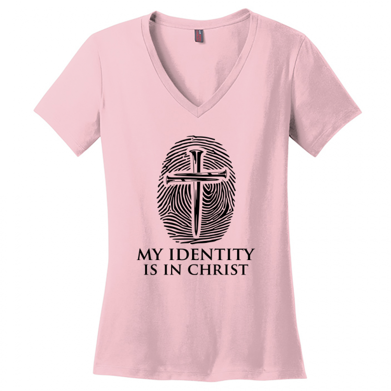 My Identity Is In Christ Women's Black Design V-Neck T-Shirt