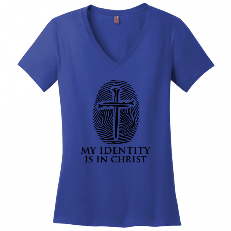 My Identity Is In Christ Women's Black Design V-Neck T-Shirt