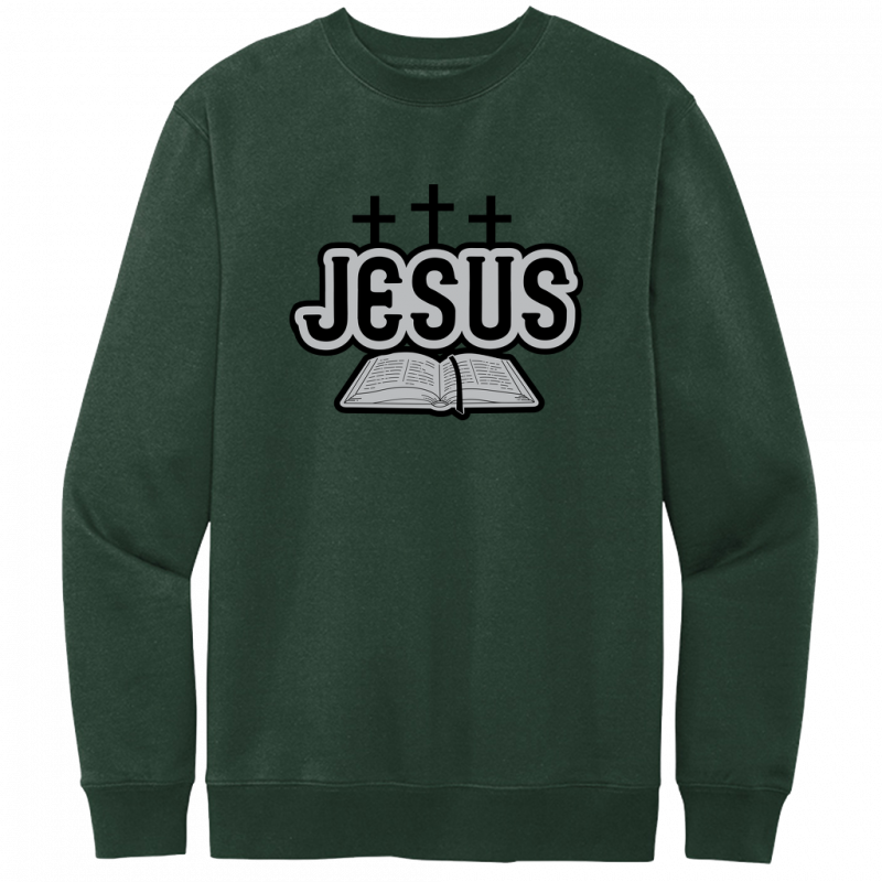 Jesus Bible Black & Gray Design Crewneck Sweatshirt