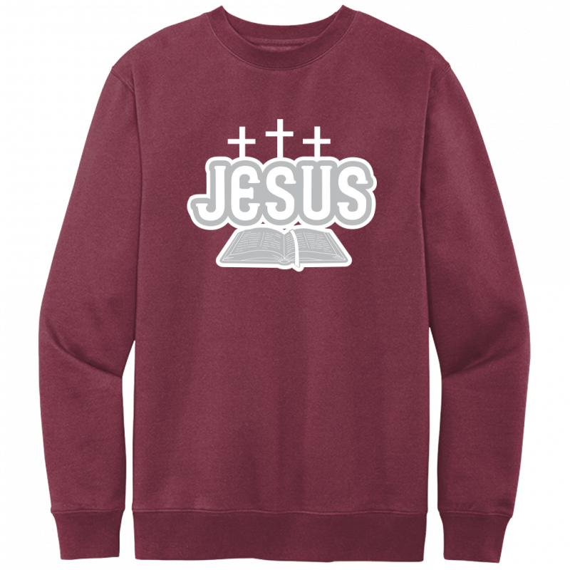 Jesus Bible White & Gray Design Crewneck Sweatshirt