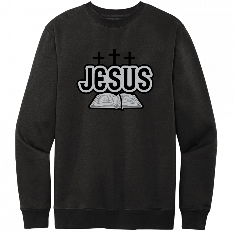 Jesus Bible Black & Gray Design Crewneck Sweatshirt