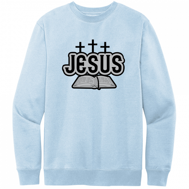 Jesus Bible Black & Gray Design Crewneck Sweatshirt