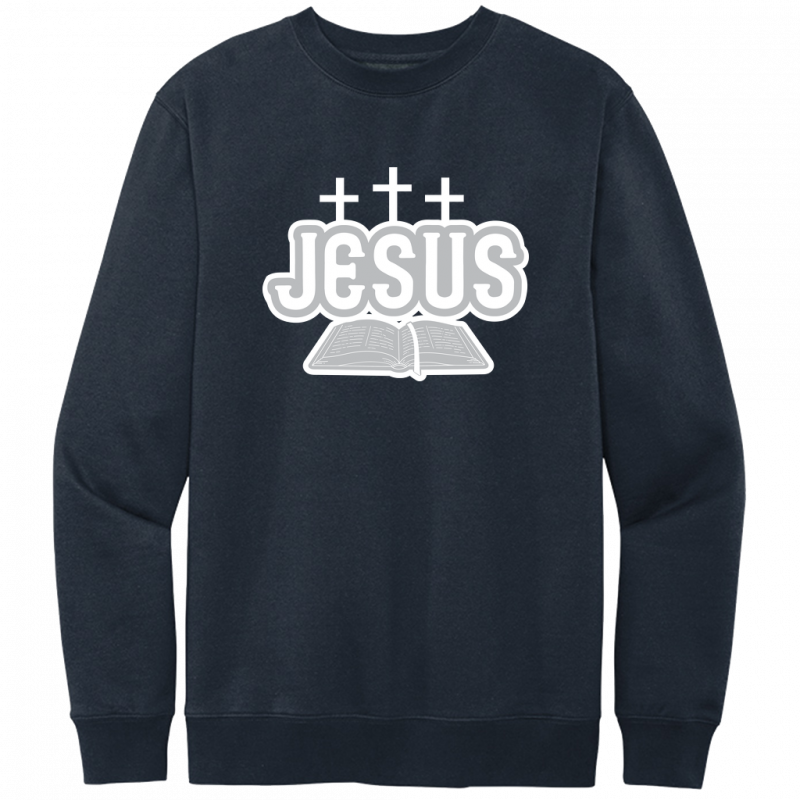 Jesus Bible White & Gray Design Crewneck Sweatshirt