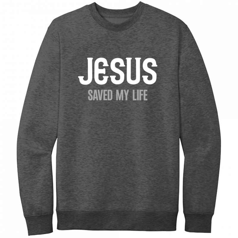 Jesus Saved My Life White & Gray Design Crewneck Sweatshirt