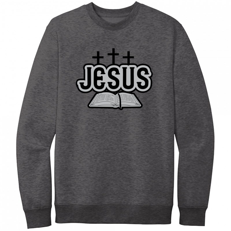 Jesus Bible Black & Gray Design Crewneck Sweatshirt