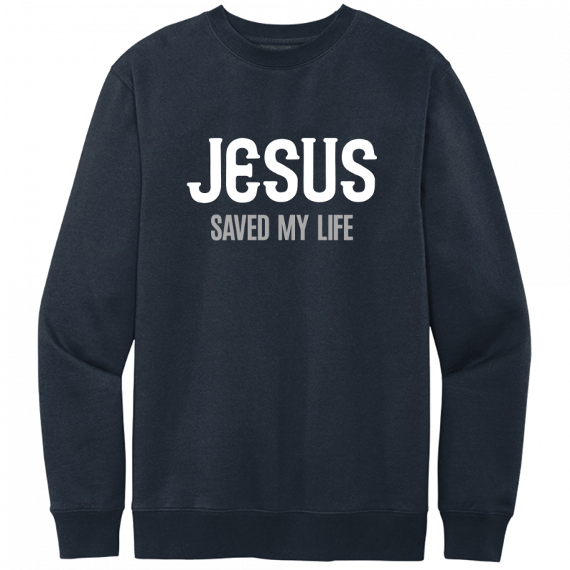 Jesus Saved My Life White & Gray Design Crewneck Sweatshirt