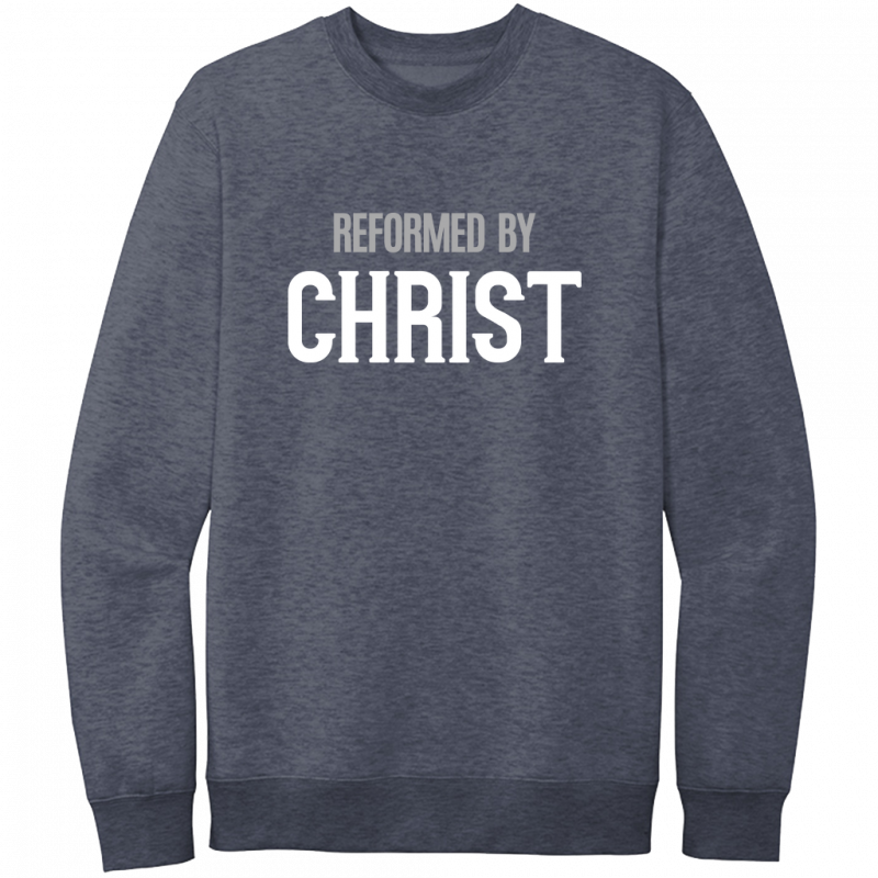 Reformed By Christ White & Gray Design Crewneck Sweatshirt