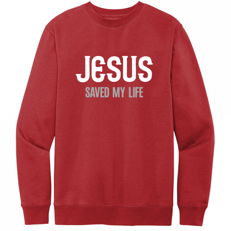 Jesus Saved My Life White & Gray Design Crewneck Sweatshirt