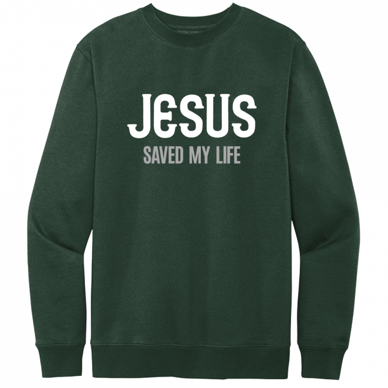 Jesus Saved My Life White & Gray Design Crewneck Sweatshirt