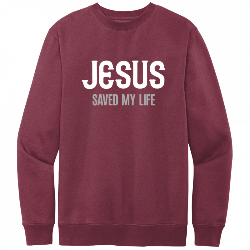 Jesus Saved My Life White & Gray Design Crewneck Sweatshirt