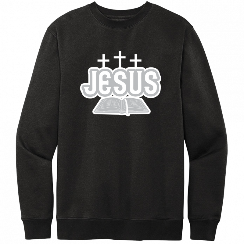 Jesus Bible White & Gray Design Crewneck Sweatshirt