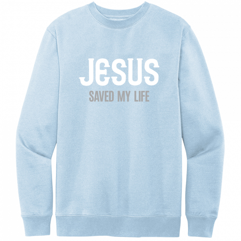 Jesus Saved My Life White & Gray Design Crewneck Sweatshirt