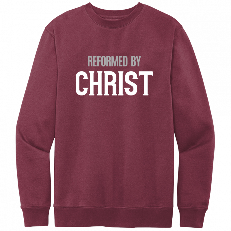 Reformed By Christ White & Gray Design Crewneck Sweatshirt