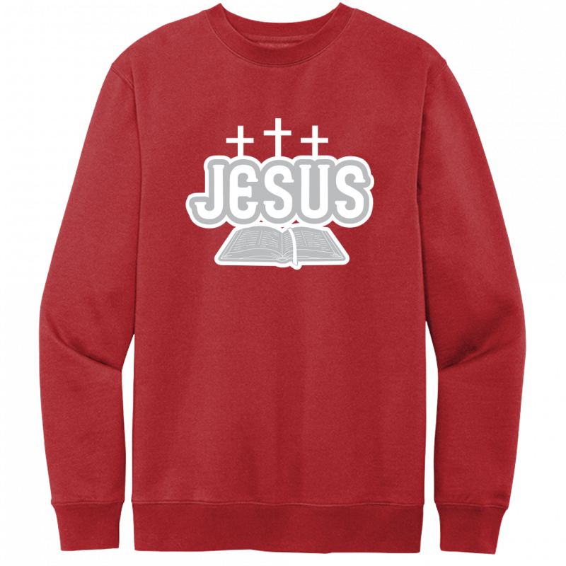 Jesus Bible White & Gray Design Crewneck Sweatshirt