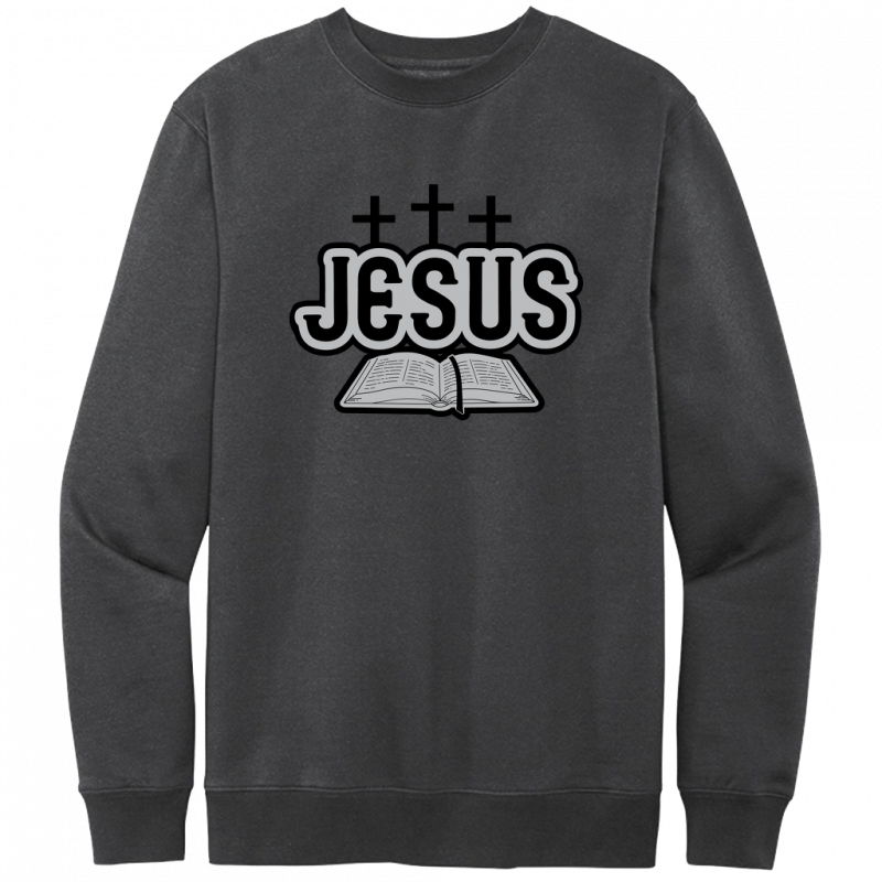 Jesus Bible Black & Gray Design Crewneck Sweatshirt
