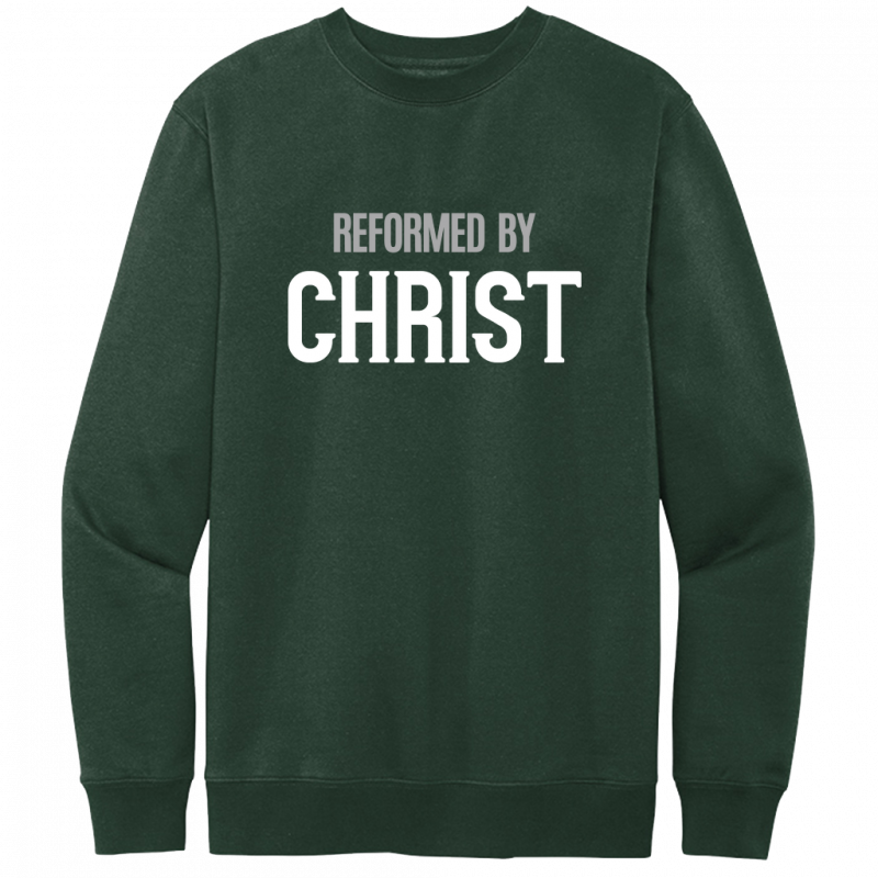 Reformed By Christ White & Gray Design Crewneck Sweatshirt