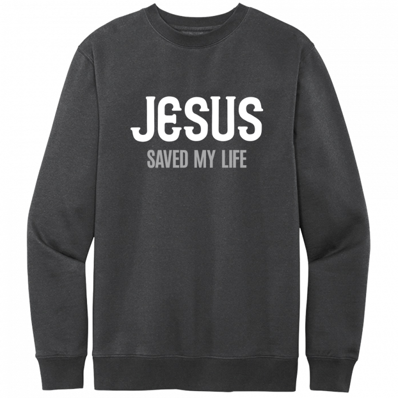 Jesus Saved My Life White & Gray Design Crewneck Sweatshirt