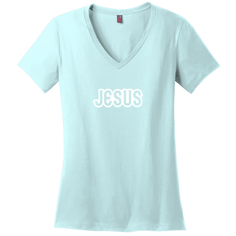 Jesus White Design Woman's V-Neck