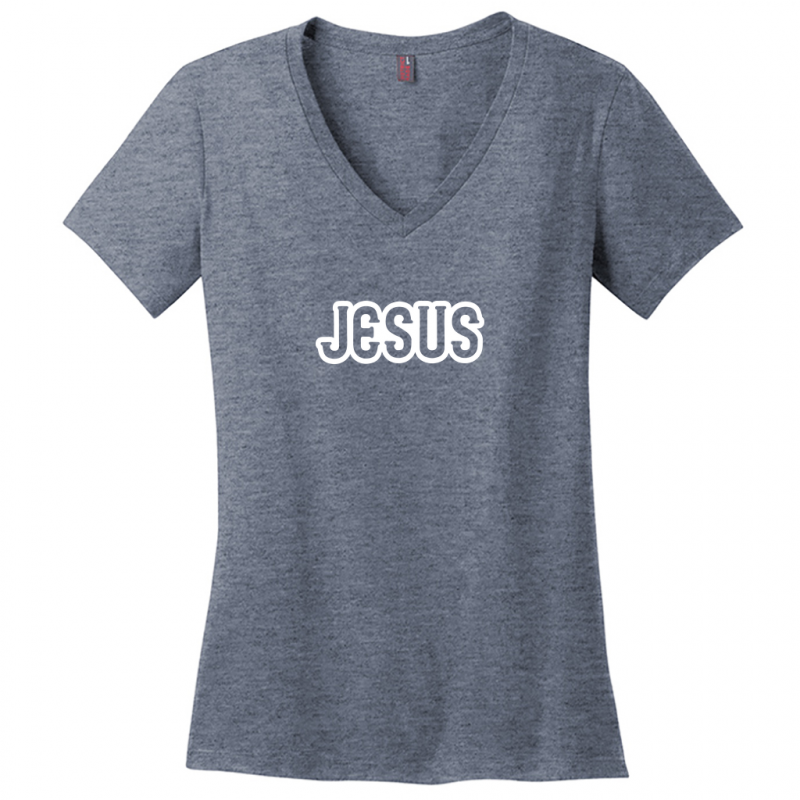 Jesus White Design Woman's V-Neck