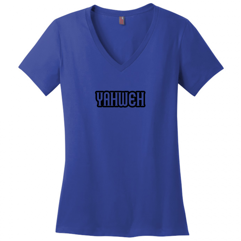 Yahweh Black Design Woman's V-Neck