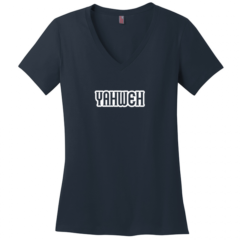 Yahweh White Design Woman's V-Neck
