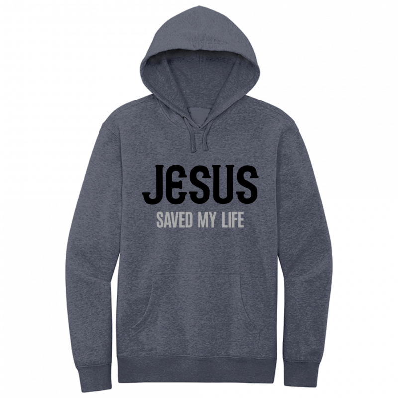 Jesus Saved My Life Black & Gray Design Hoodie Sweatshirt