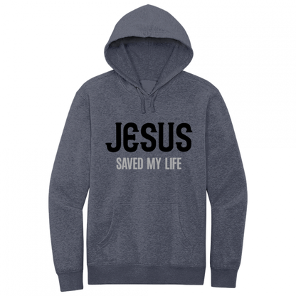 Jesus Saved My Life Black & Gray Design Hoodie Sweatshirt