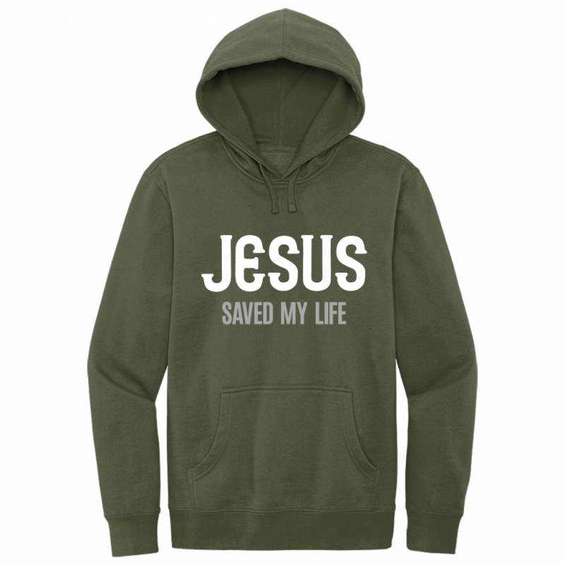 Jesus Saved My Life White & Gray Design Hoodie Sweatshirt