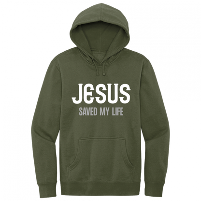 Jesus Saved My Life White & Gray Design Hoodie Sweatshirt