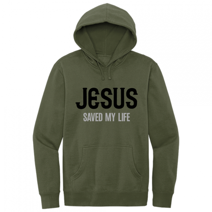 Jesus Saved My Life Black & Gray Design Hoodie Sweatshirt