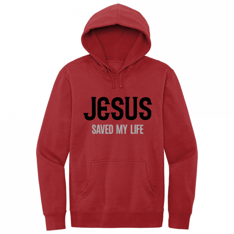 Jesus Saved My Life Black & Gray Design Hoodie Sweatshirt