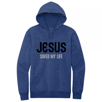 Jesus Saved My Life Black & Gray Design Hoodie Sweatshirt