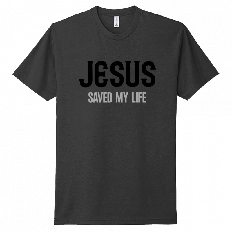 Jesus Saved My Life Black & Gray Design Unisex T-Shirt