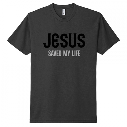 Jesus Saved My Life Black & Gray Design Unisex T-Shirt