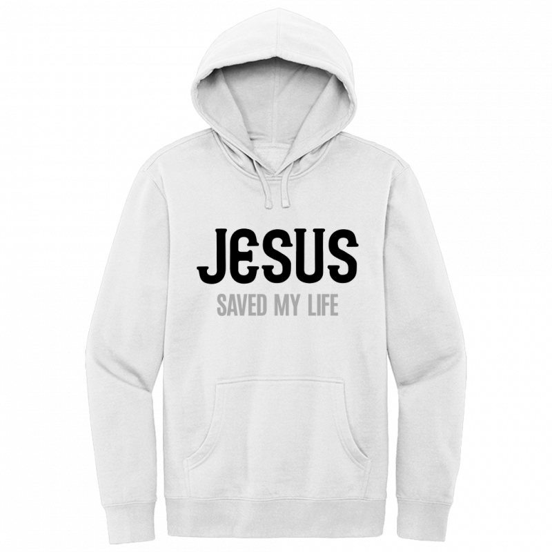 Jesus Saved My Life Black & Gray Design Hoodie Sweatshirt