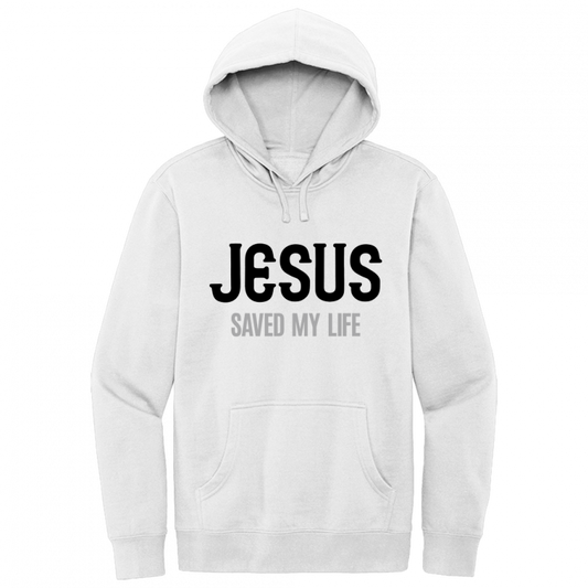 Jesus Saved My Life Black & Gray Design Hoodie Sweatshirt