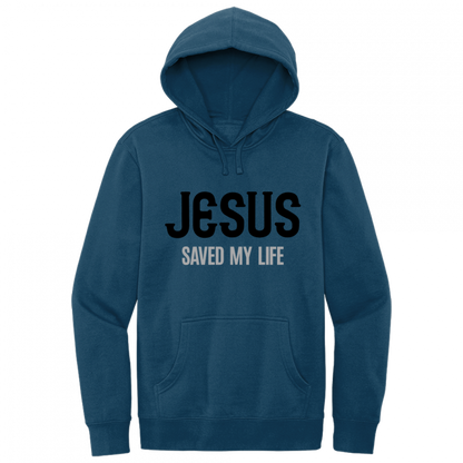 Jesus Saved My Life Black & Gray Design Hoodie Sweatshirt