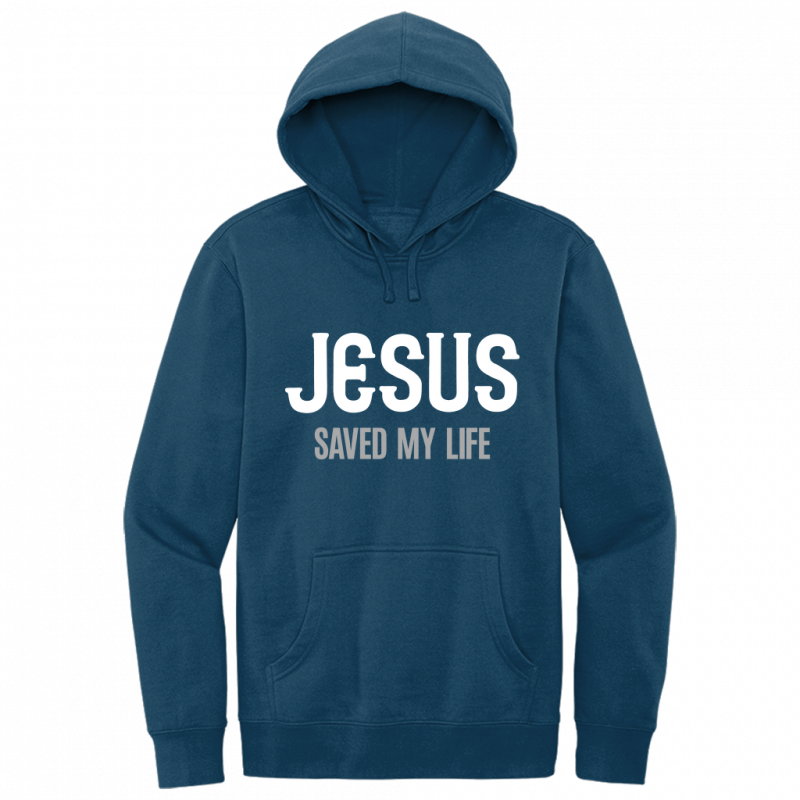 Jesus Saved My Life White & Gray Design Hoodie Sweatshirt