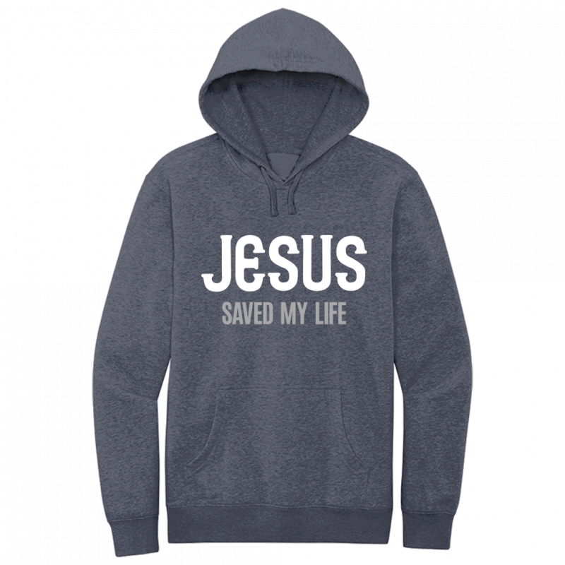 Jesus Saved My Life White & Gray Design Hoodie Sweatshirt