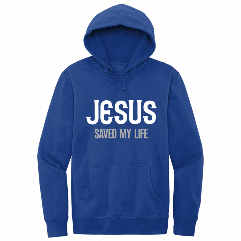 Jesus Saved My Life White & Gray Design Hoodie Sweatshirt