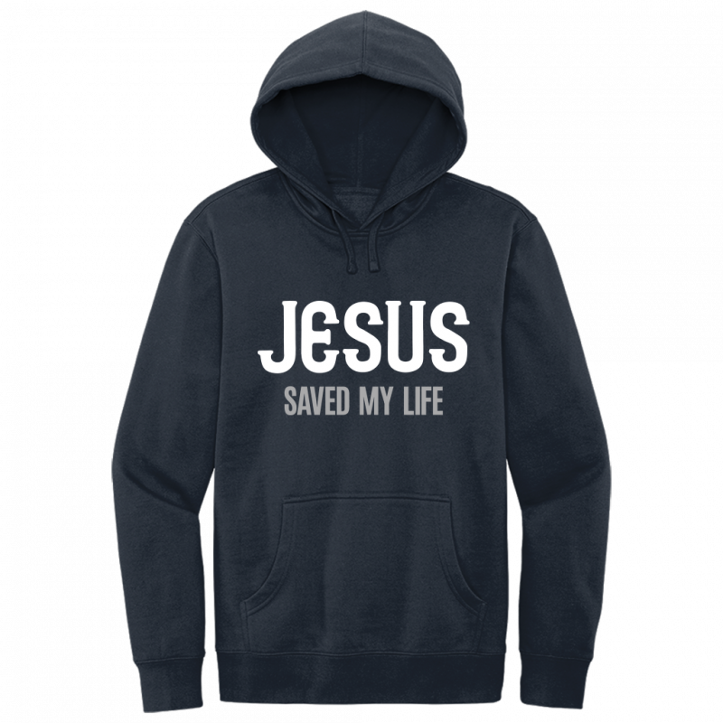 Jesus Saved My Life White & Gray Design Hoodie Sweatshirt