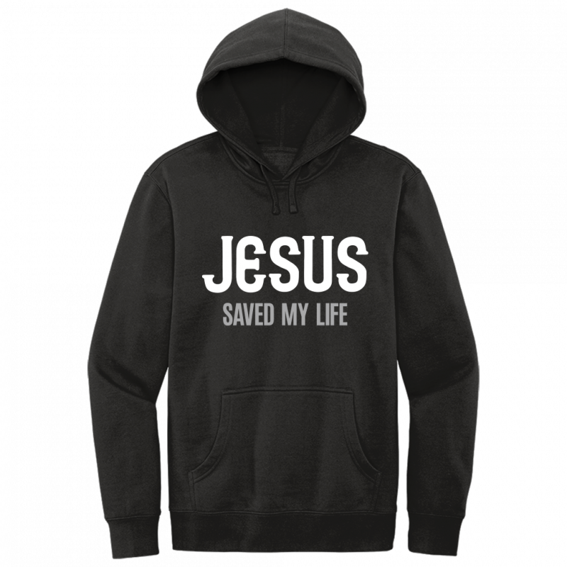 Jesus Saved My Life White & Gray Design Hoodie Sweatshirt