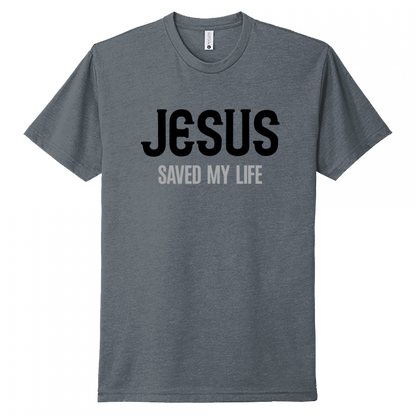 Jesus Saved My Life Black & Gray Design Unisex T-Shirt