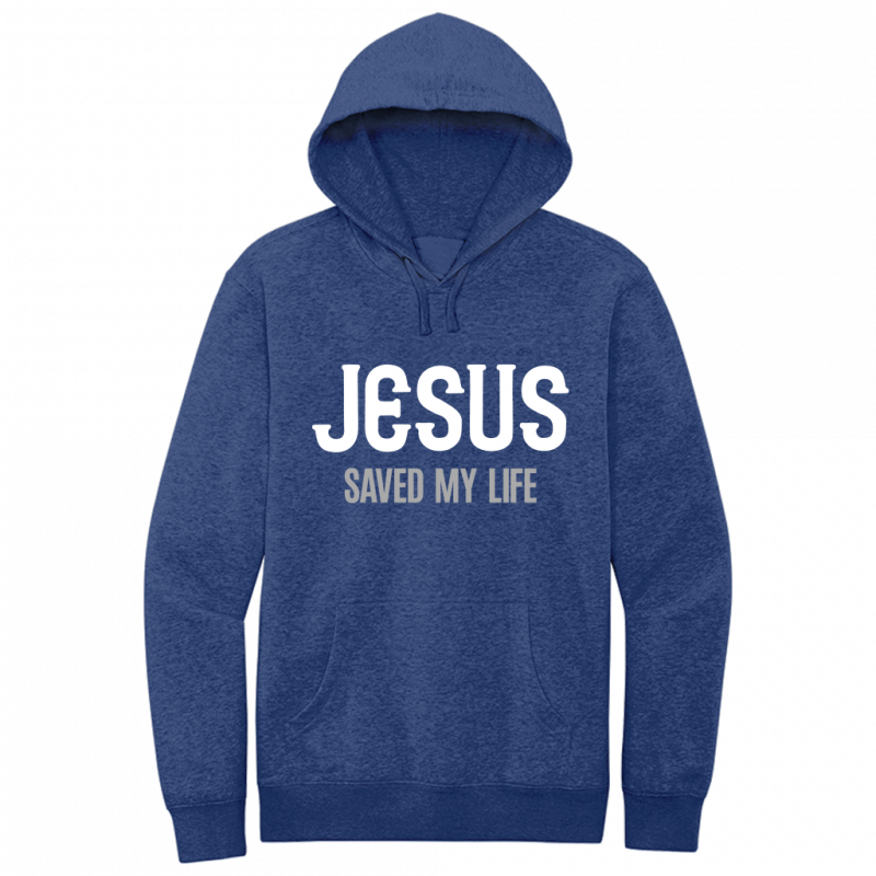 Jesus Saved My Life White & Gray Design Hoodie Sweatshirt