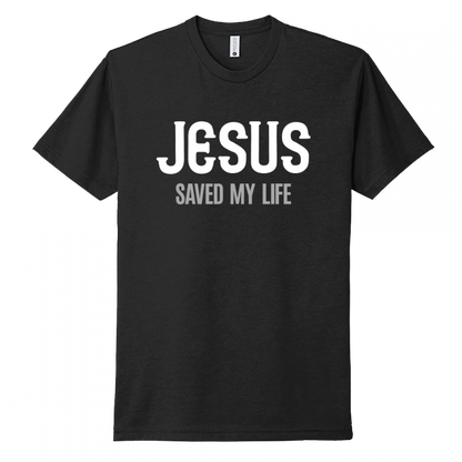 Jesus Saved My Life White & Gray Design Unisex T-Shirt