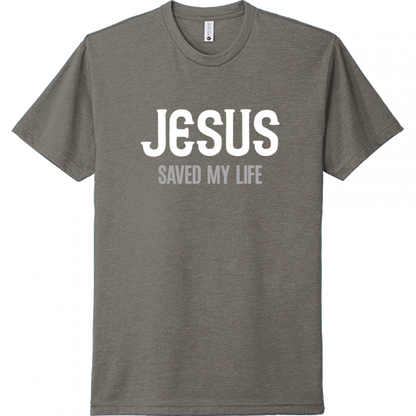 Jesus Saved My Life White & Gray Design Unisex T-Shirt