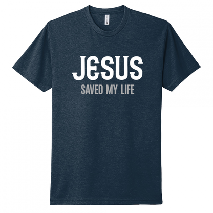 Jesus Saved My Life White & Gray Design Unisex T-Shirt