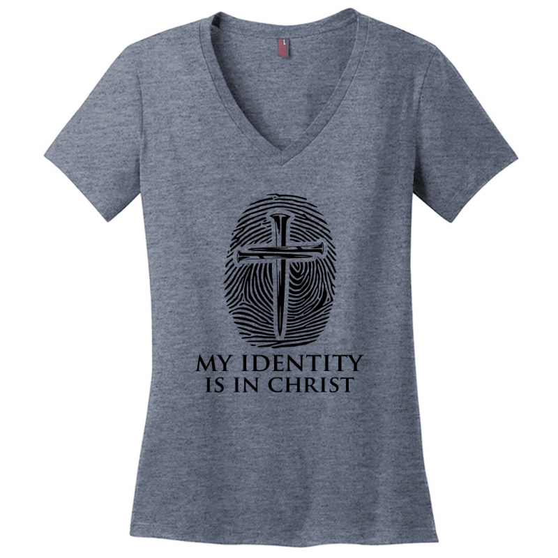 My Identity Is In Christ Women's Black Design V-Neck T-Shirt