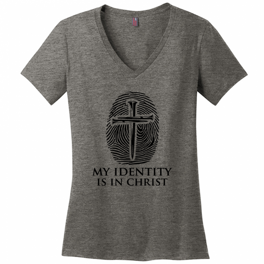 My Identity Is In Christ Women's Black Design V-Neck T-Shirt